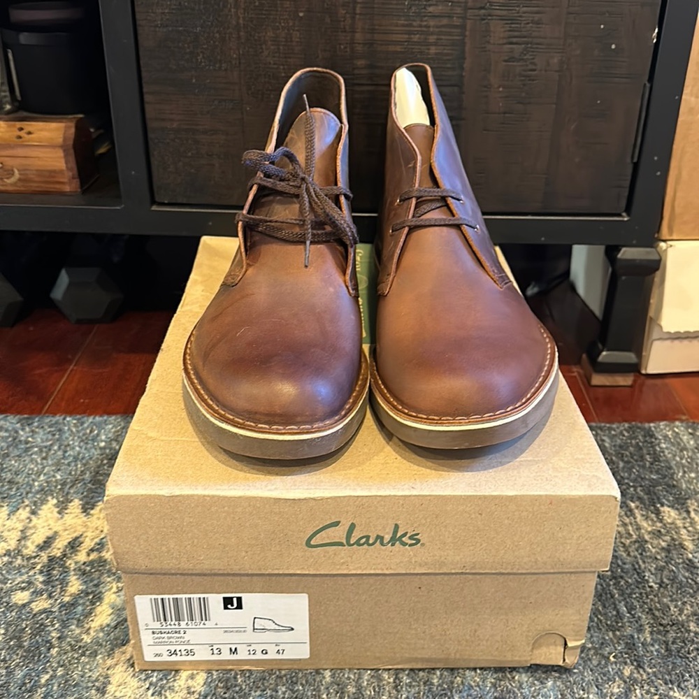 Unworn! Clark’s Men’s Bushacre 2 Chukka Boot - Dark Brown, 13